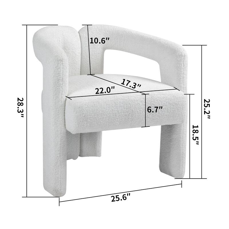 Teddy Fabric Modern Design Dining Chair, Open-Back Accent Chairs, Barrel Chair Upholstered Armchair for Dining Room Living Room