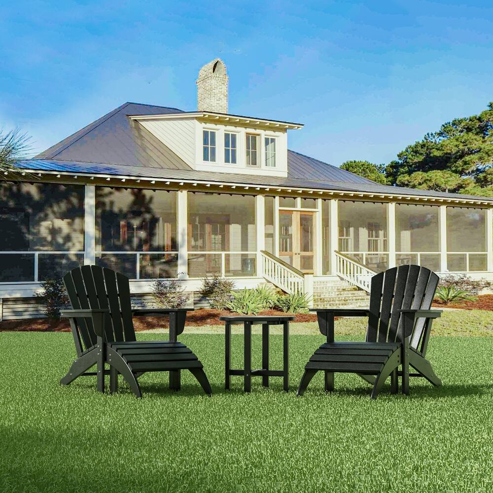 Altura Outdoor Eco-Friendly All Weather Adirondack Chair with Ottoman and Side Table (5-Piece Conversation Set)