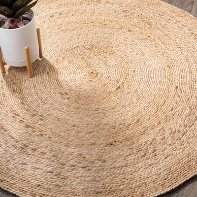 JONATHAN Y Bodhi Round Natural Jute Braided Circle Area Rug