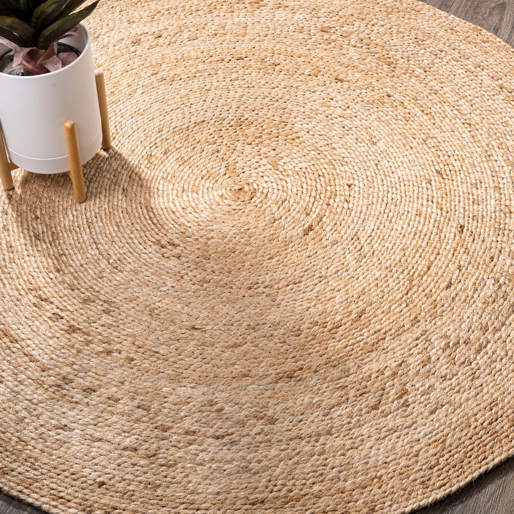 JONATHAN Y Bodhi Round Natural Jute Braided Circle Area Rug