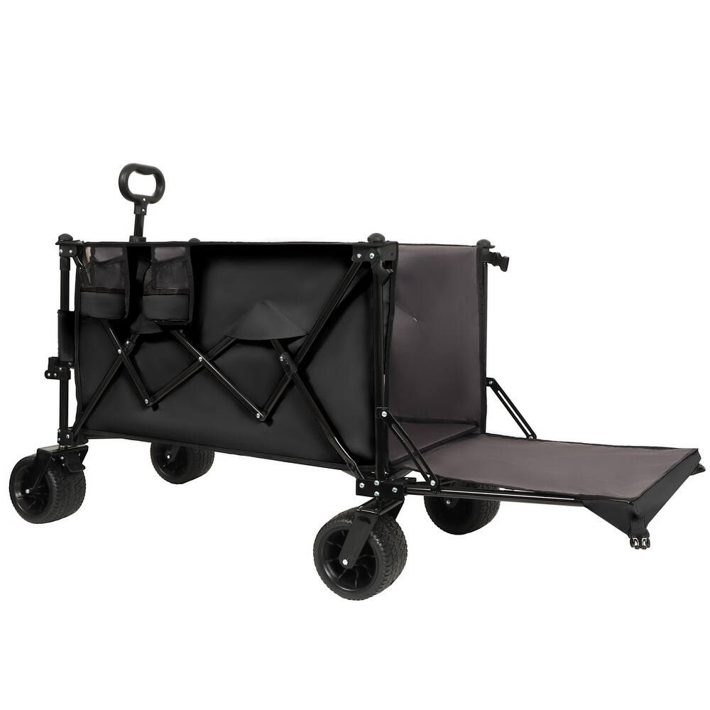 Foldable Wagon With Extended Tailgate, Extra Long Extender Wagon Cart,Beach Wagon Cart Heavy Duty