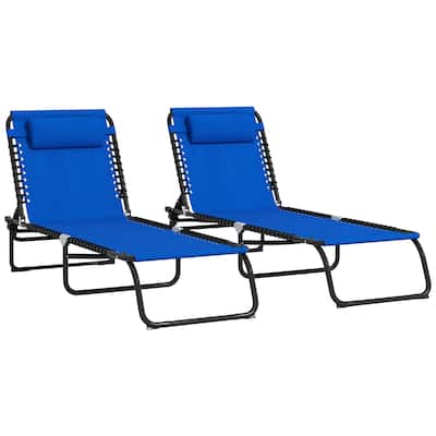 Folding Chaise Lounge Pool Chair, Patio Sun Tanning Chair, Outdoor Lounge Chair With 4-Position Reclining Back