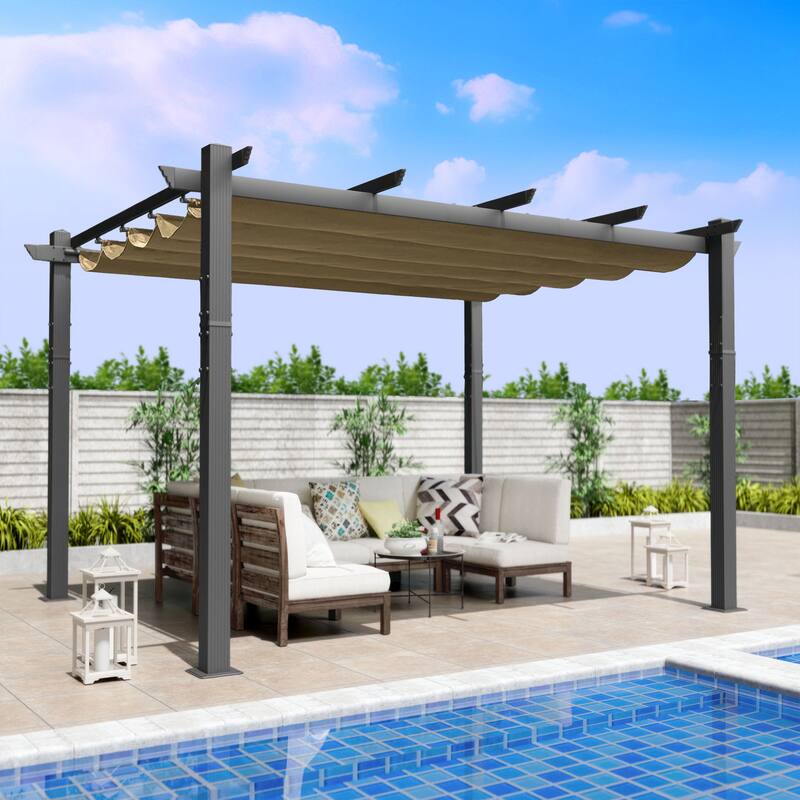 Kozyard Atlantics Outdoor 10'x13' Extra Large BBQ Grill Pergola with Sun Shade Gazebo Canopy