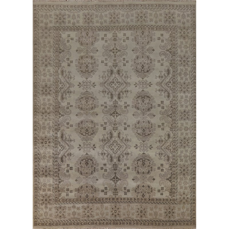 Oushak Oriental Area Rug Hand-Knotted Geometric Wool Carpet - 7'10"x 10'1"