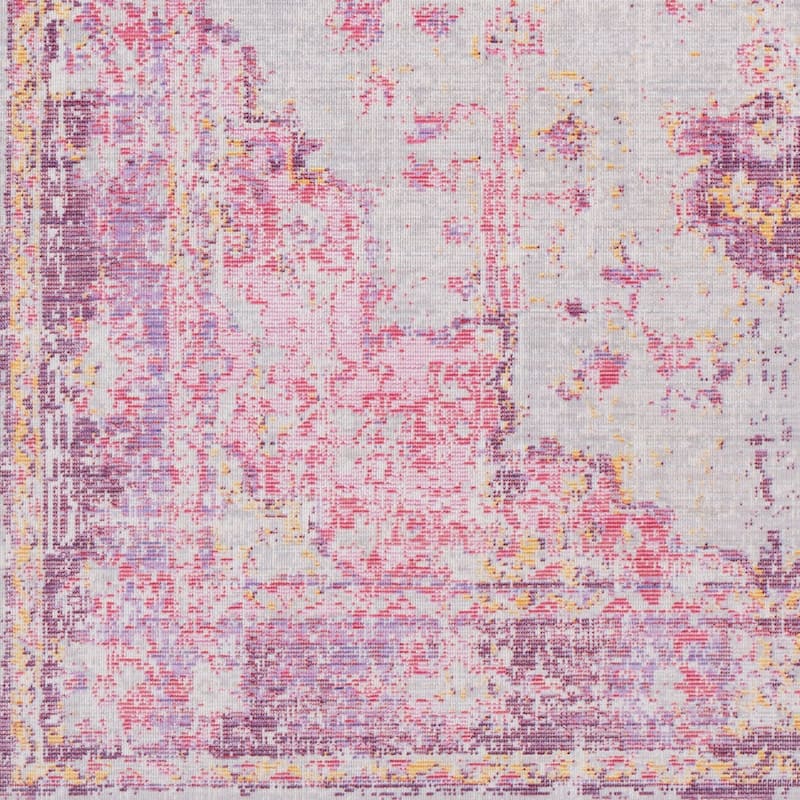 Vintage Distressed Oriental Pink/Grey Runner - 3'3" x 8'2" Runner