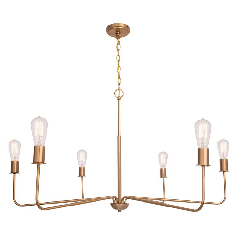 Radiant 6 Light Modern Farmhouse Chandelier - Gold - 42"D x 42"W x 79"H
