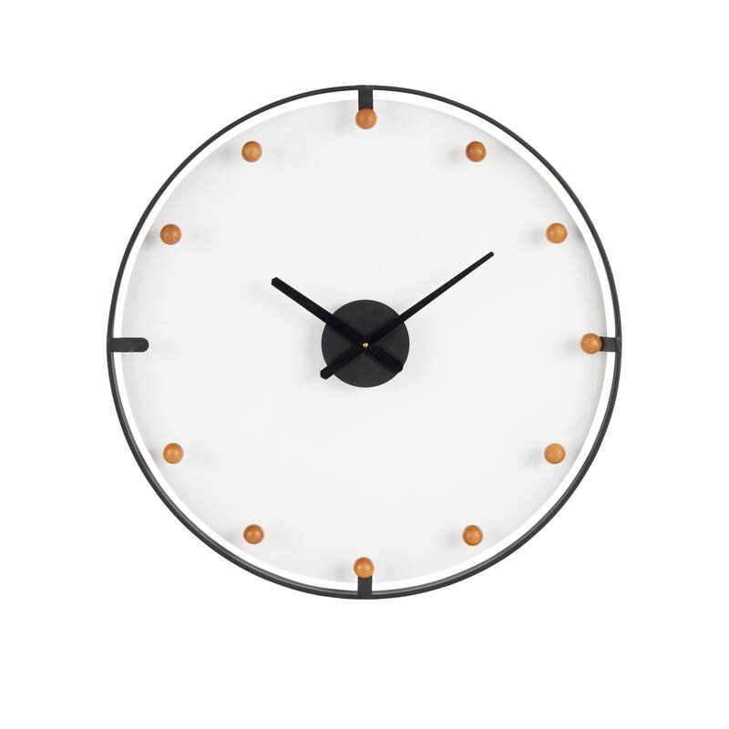 Gold or Black Metal Wall Clock with Acrylic Face and Ball Accents