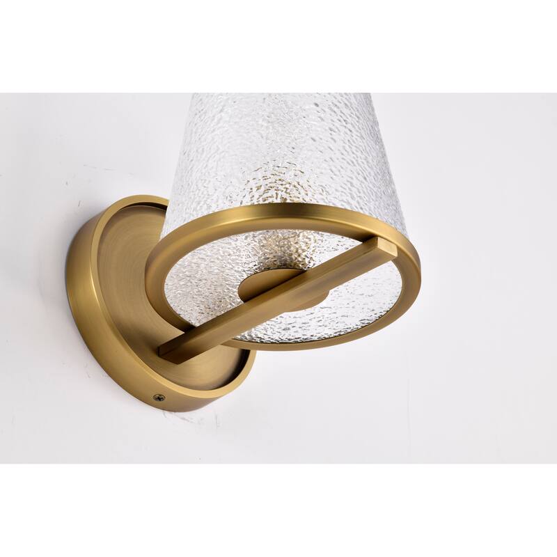 Valentine 1 Light Vanity Vintage Brass Finish Hammered Glass - Vintage Brass