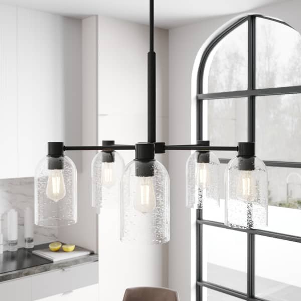 slide 2 of 16, Hunter Lochemeade 5 Light Chandelier - Dining Room, Living Room, Entry - Modern Farmhouse, Industrial, Contemporary Noble Bronze