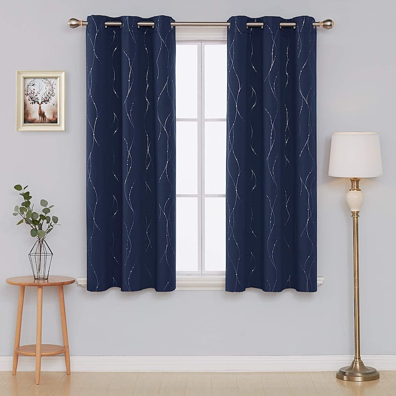 Deconovo Wave Line with Dots 42 Width Curtains Pair(2 Panel)