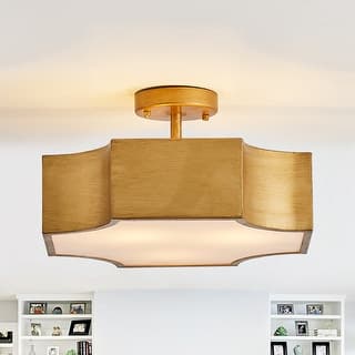 3-Light Modern Gold Semi-Flush Mount Ceiling Light