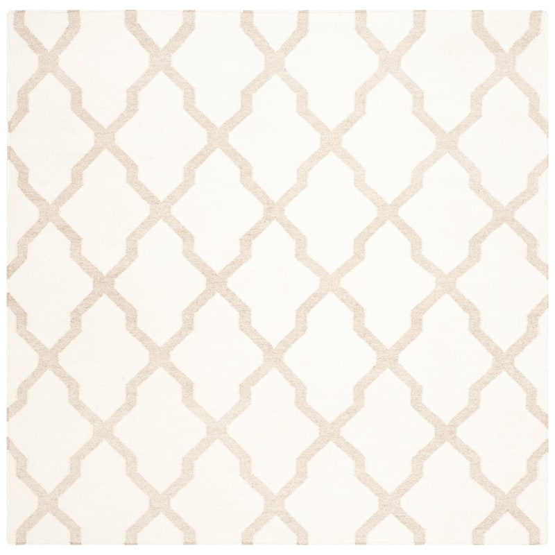 SAFAVIEH Handmade Flatweave Dhurries Cerys Modern Wool Rug - 6' Square - Ivory/Camel