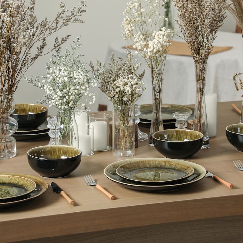 Stone Lain Riley Stoneware Dinnerware Set with Reactive Glaze