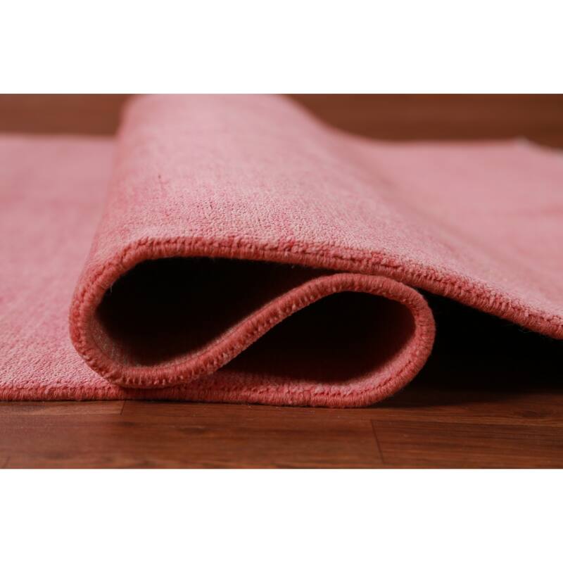 Hand Knotted Oriental 100% Wool Carpet Modern Solid Coral Gabbeh Area Rug - 8' 8'' X 6' 0''