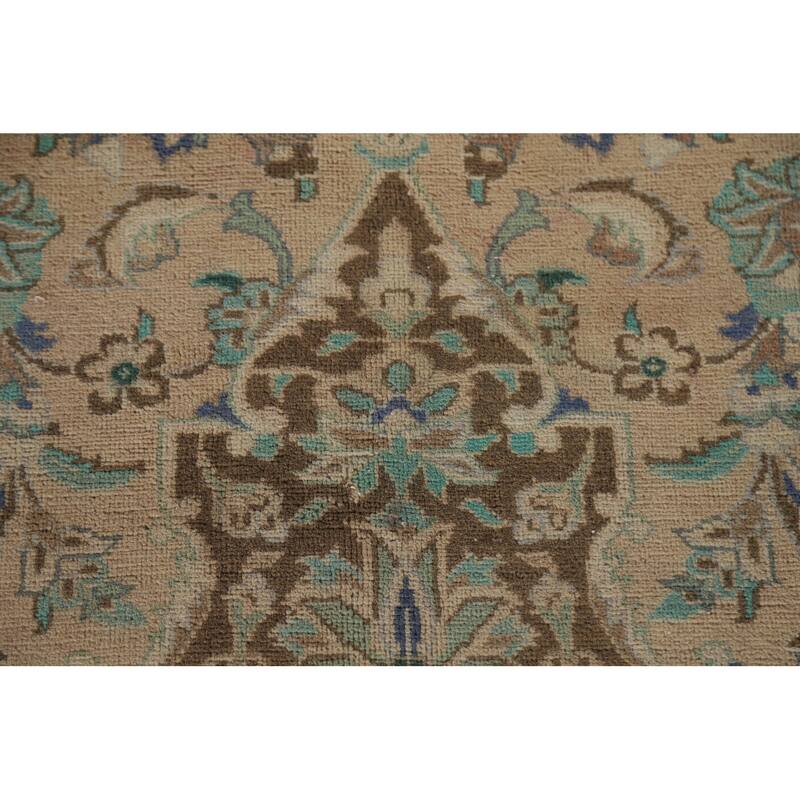 Hand Knotted Oriental 100% Wool Carpet Traditional Floral Peach Mashad Area Rug - 12' 9'' X 9' 10''