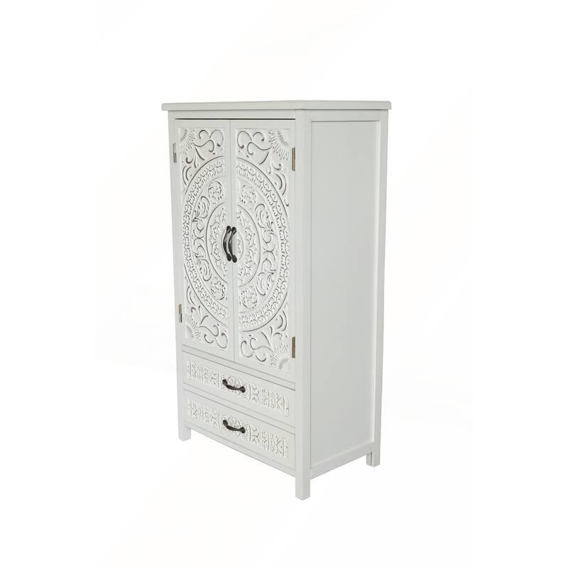27in Accent Tall Tower White Storage Cabinet