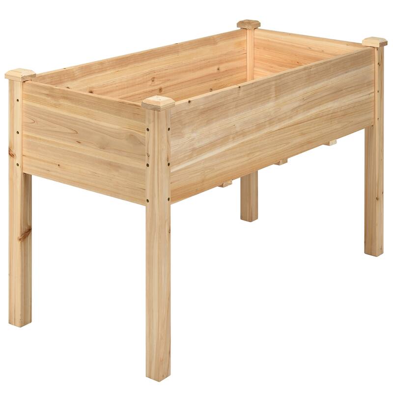 Outdoor Wooden Raised Garden Bed Planter Box Elevated Planter - Wood color - Wood