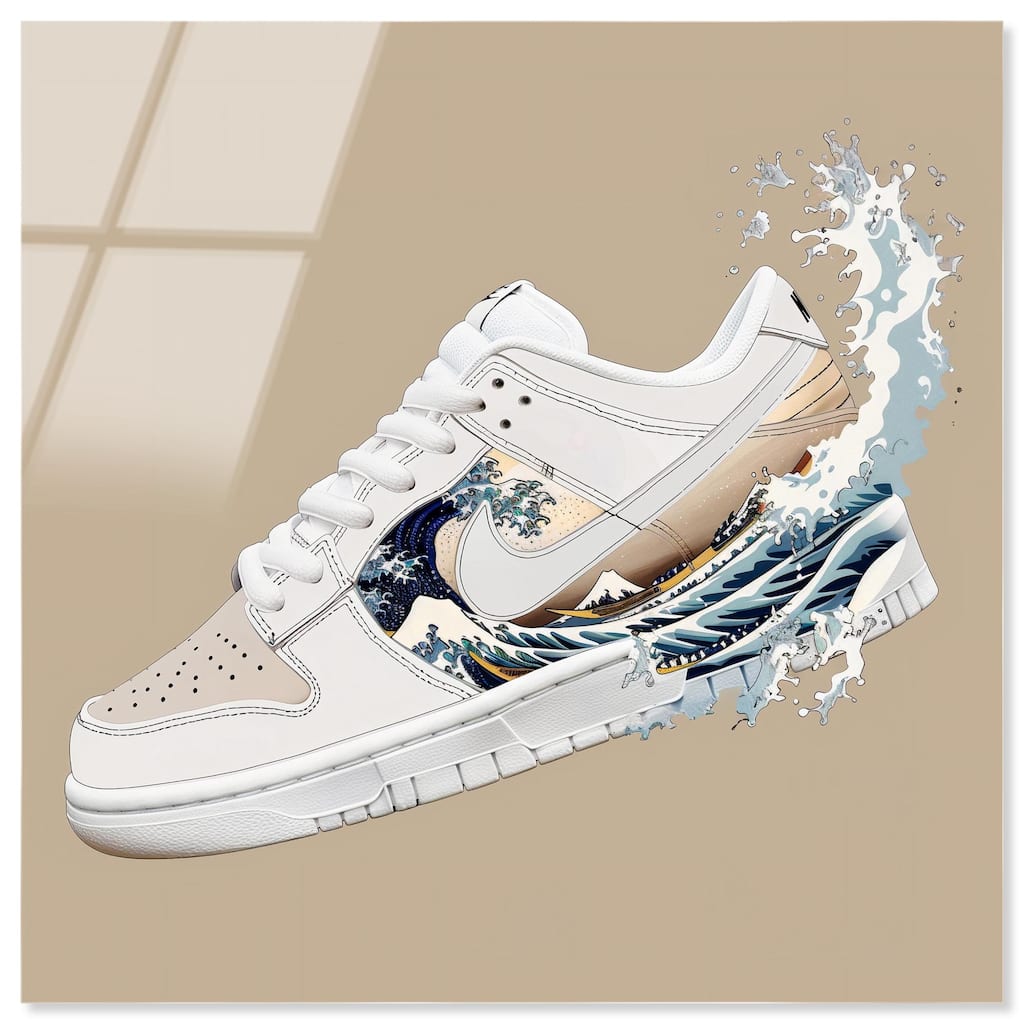 Great Wave Sneaker Splash Acrylic by Art Remedy, Ready to Hang