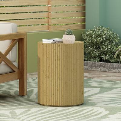 Modern Cylinder Accent Table - Distressed Woodgrain Finish In Vintage Brown‌