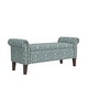 preview thumbnail 7 of 5, Wallen Traditional Rolled Arm Storage Bench Ottoman with Nailheads, Upholstered. Blue Curly Vine