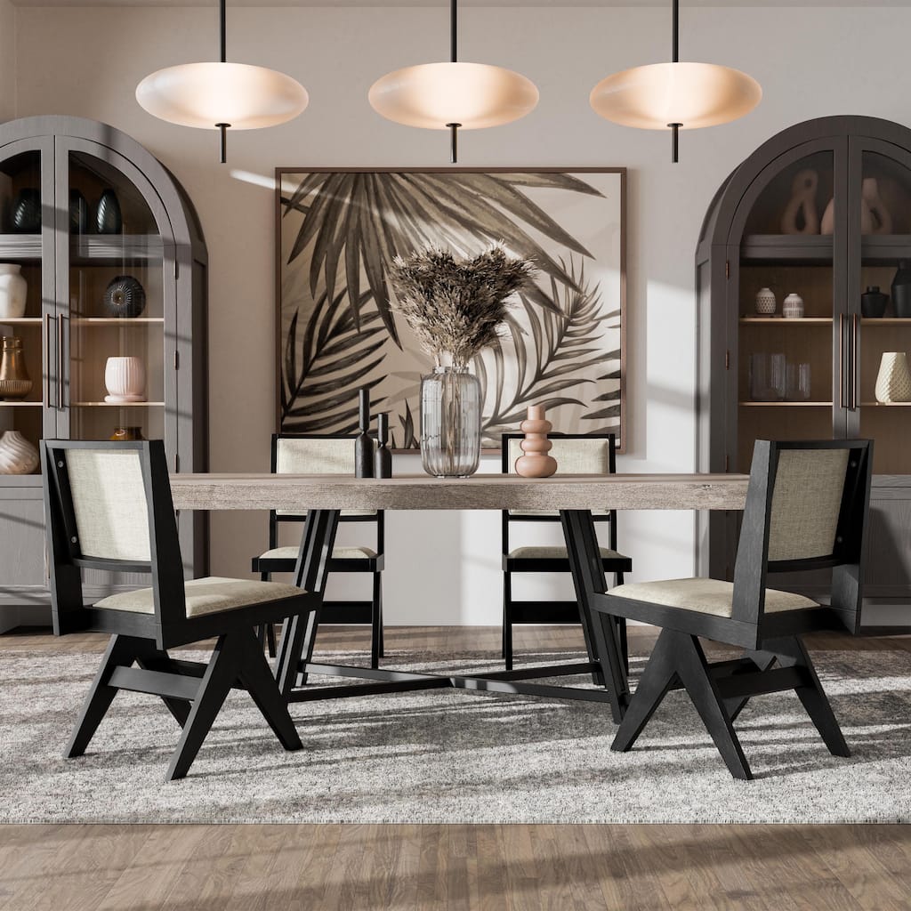 Furniture of America Evrena Modern 5-Piece Black Wood Dining Table Set