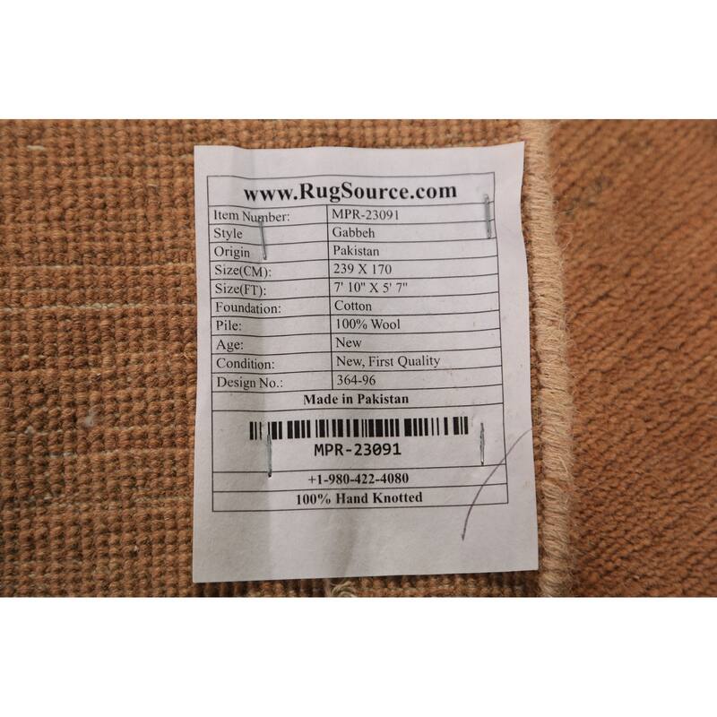 Gabbeh Modern Area Rug Handmade Oriental Orange Wool Carpet - 5'7" x 7'10"