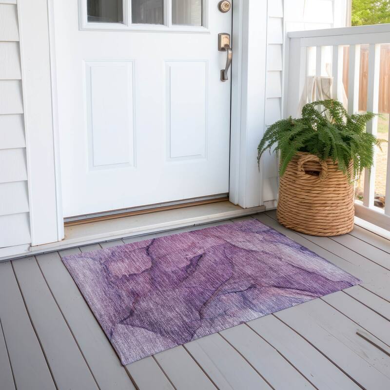 Machine Washable Indoor/ Outdoor Chantille Contemporary Abstract Rug