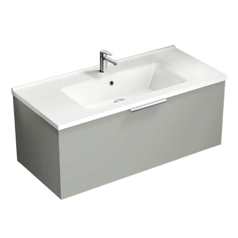 Nameeks Bodrum-3918-W Bodrum 40" Wall Mounted Single Basin Vanity Set - Grey Mist / Chrome - Steel Finish