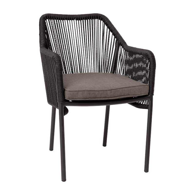 Woven Indoor/Outdoor Stacking Club Chairs - Cushions-Set of 2 - 22"W x 27"D x 31.25"H