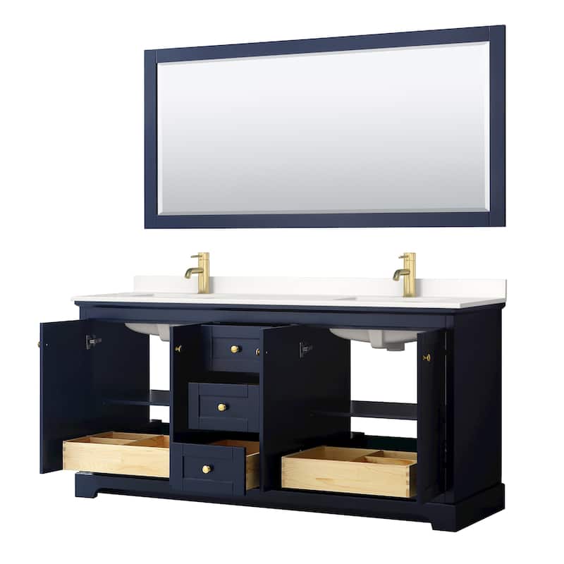 Avery 72-inch Double Vanity, Quartz Top, 70-inch Mirror