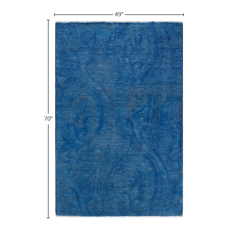 Contemporary Overdyed Wool Hand Knotted Area Rug - 4' 1" x 5' 10"