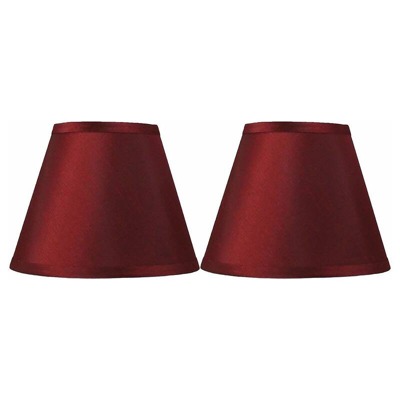 Hardback Faux Silk Conical Lamp Shade, 5 inch Top, 9 inch Bottom, 7 inch Slant - Set of 2 - Burgundy