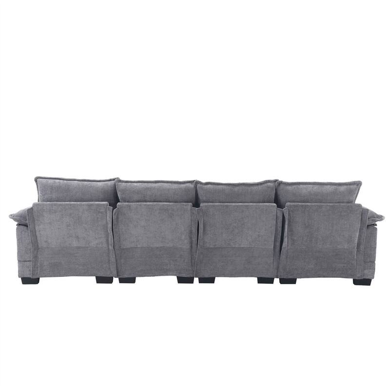 Sectional Sofa Cloud Couch for Living Room, Modern Chenille/Boucle U Shaped Couch, Comfy Modular Sofa Sleeper with Double Chaise