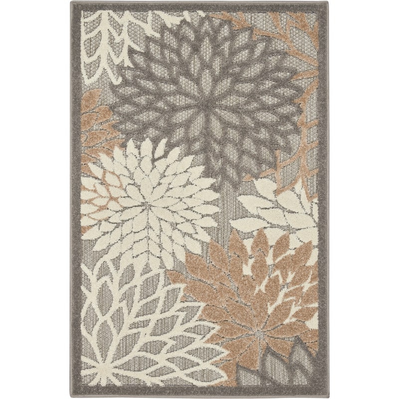 Nourison Aloha Floral Modern, Indoor/Outdoor Area Rug - 3' x 5' - Natural