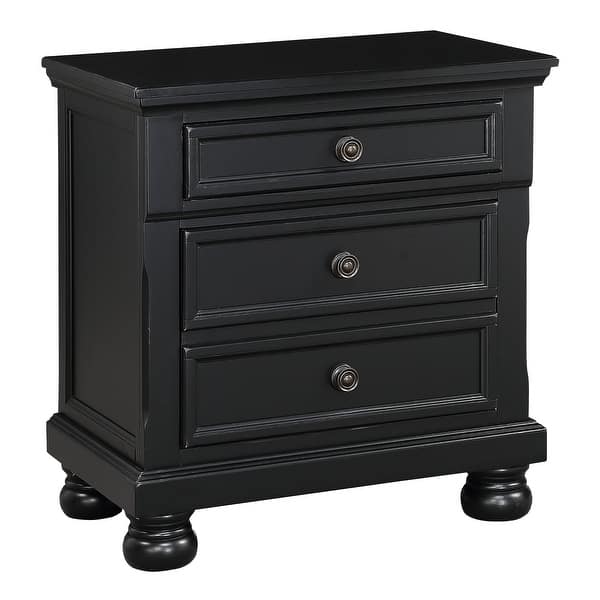 Bedroom Furniture, Polished Finish Bun Feet Nightstand, with Hidden