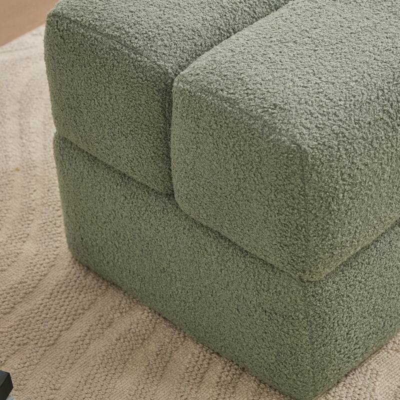 SEYNAR Modern 16.5''Faux Sherpa Square Cube Otttoman