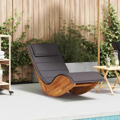vidaXL Sun Lounger Natural Wood, Dark Grey Cushion - 23.6 x 60.6 x 29.1