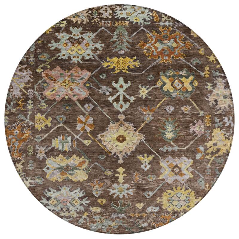 Machine Washable Indoor/ Outdoor Boho Traditional Chantille Rug