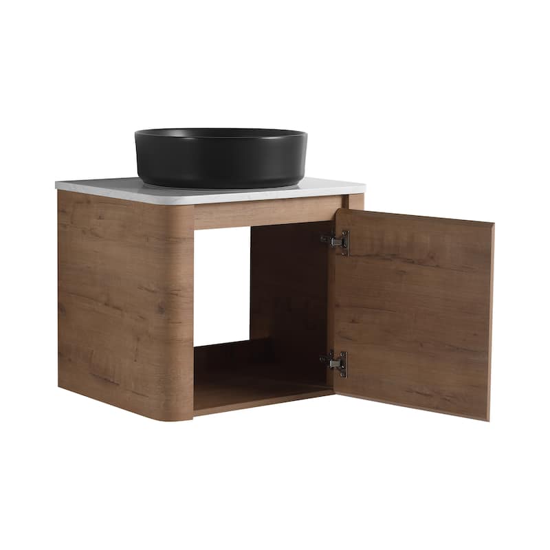 Wall-Mounted Bathroom Vanity With Ceramic Art Sink