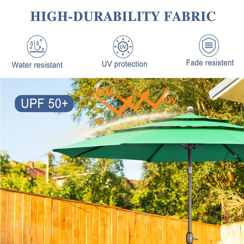Aoodor Patio Umbrella 10 ft. for Dining Table Outdoor Market Yard Use 3 Tier Ventilation (Umbrella only)