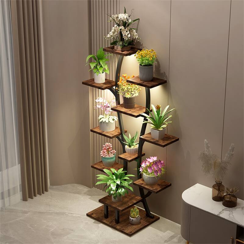 Metal Plant Holder Stand with Grow Lights for Home