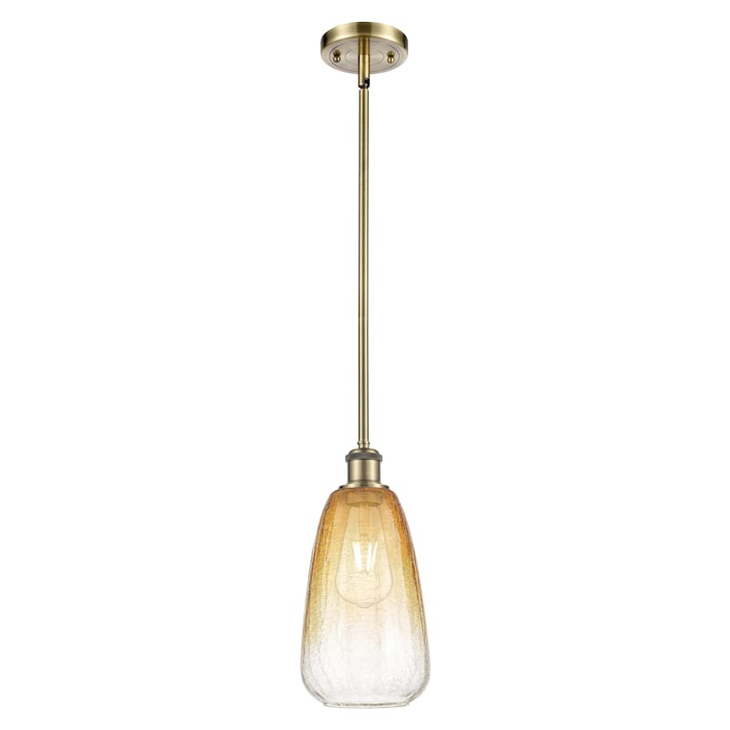 Innovations Lighting Endless Possibilities Ballston - Brookhaven Almond - 1 Light 6" Stem Hung Mini Pendant - Antique Brass/Amber
