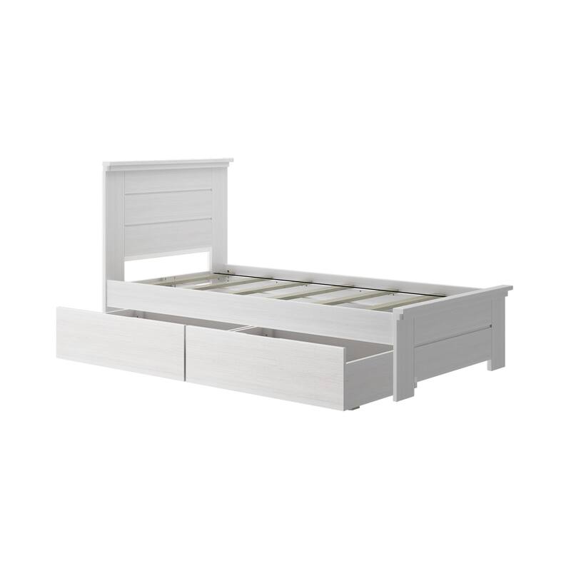 Max and Lily Farmhouse Twin Bed with Panel Headboard and Storage Drawers