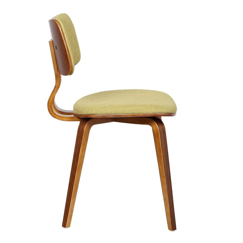 Fabric Upholstered Split Curved Back Wooden Dining Chair - N/A