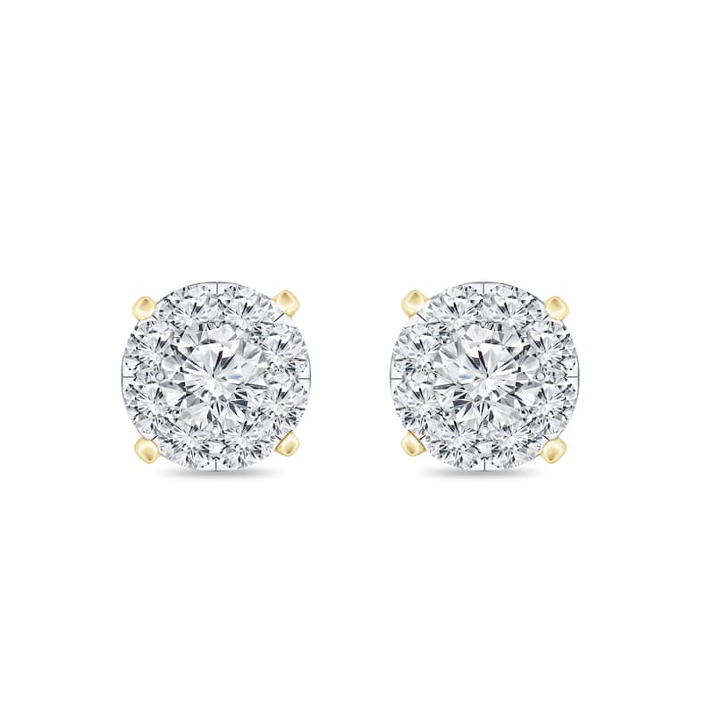 Auriya 14k Gold 1/4ctw Round Halo Pave Diamond Stud Earrings (H-I, I1-I2)