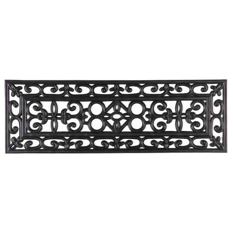 Decorative Scrollwork Design Rubber Stairs Anti-Slip Tread Mat Carpet, Set of 4 - 10 x 30