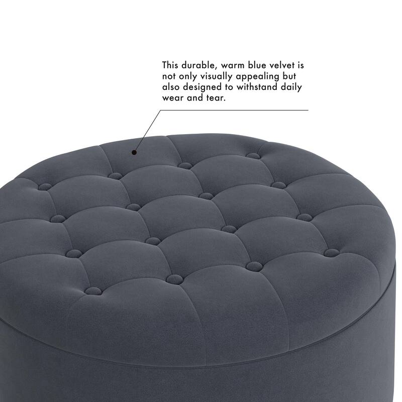 HomePop Button Tufted Round Storage Ottoman
