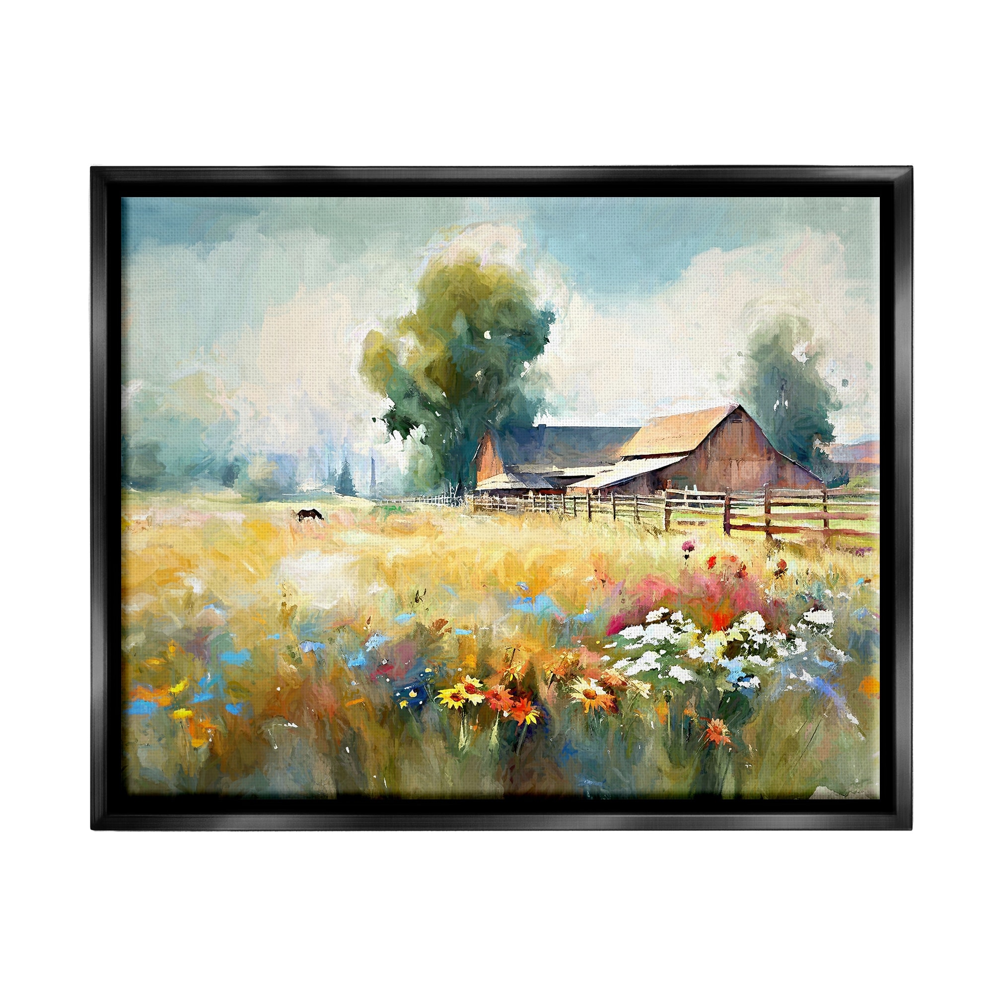 Stupell Barn in Meadow Painting Framed Floater Canvas Wall Art Design by Ramona Murdock