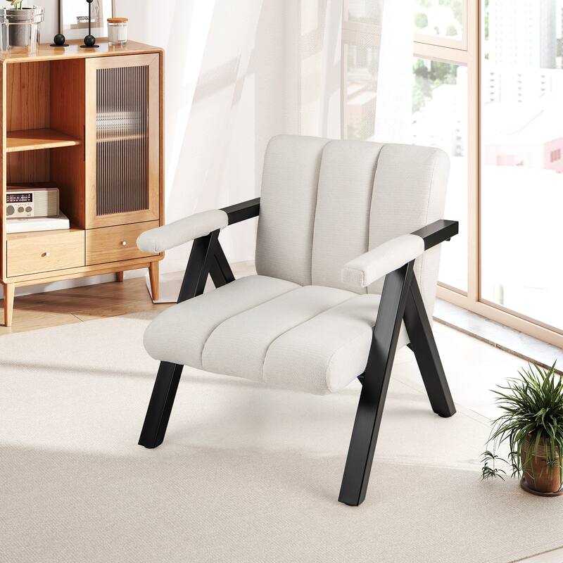 Metal Fabric Oversized Accent Chair with Tufted Cushion - 29.5" x 31" x 33"