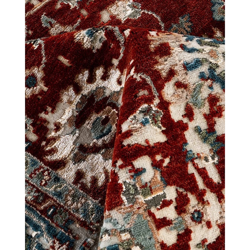 Ikat One-of-a-Kind Hand-Knotted Area Rug, Red - 8' 3" x 10' 2"
